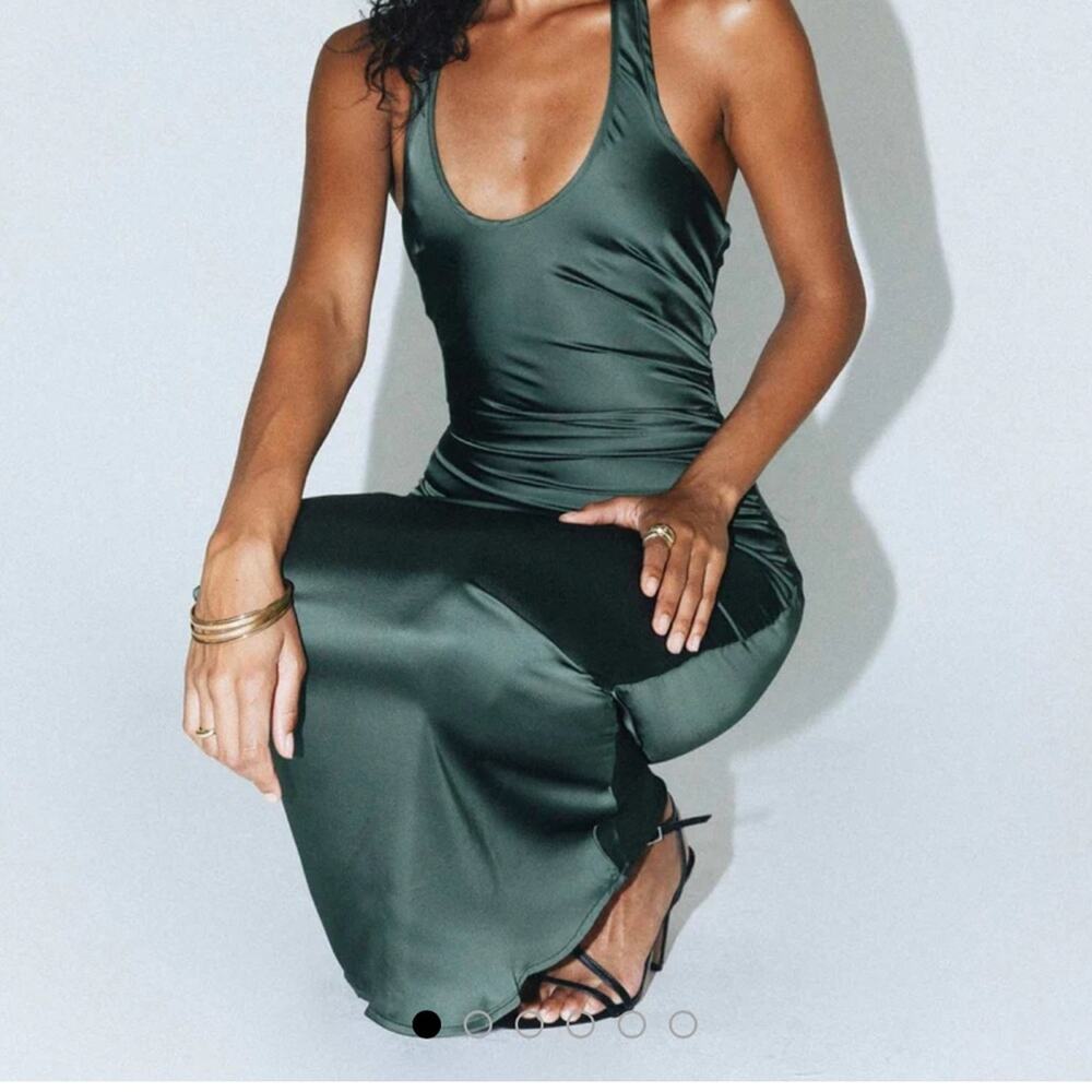 NWT KODIAK HALTER MAXI DRESS sz10  green gorgeous resort vacation sexy flow look